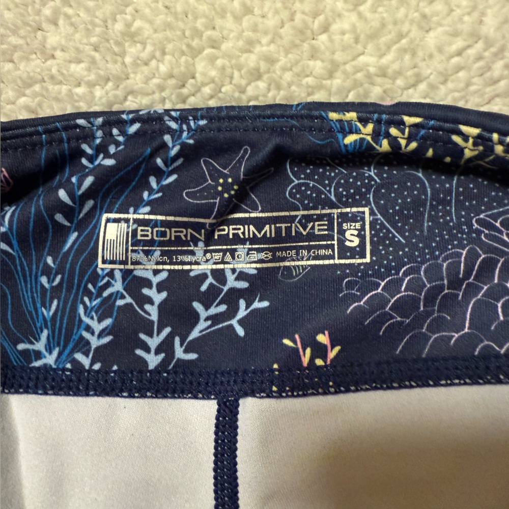 Born Primitive Athletic Booty Shorts Mermaid Marine Ocean Print Workout Gym Blue - Picture 5 of 8
